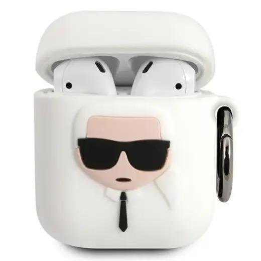 KLACCSILKHWH Karl Lagerfeld Karl Head Silicone Case for Airpods 1|2 White