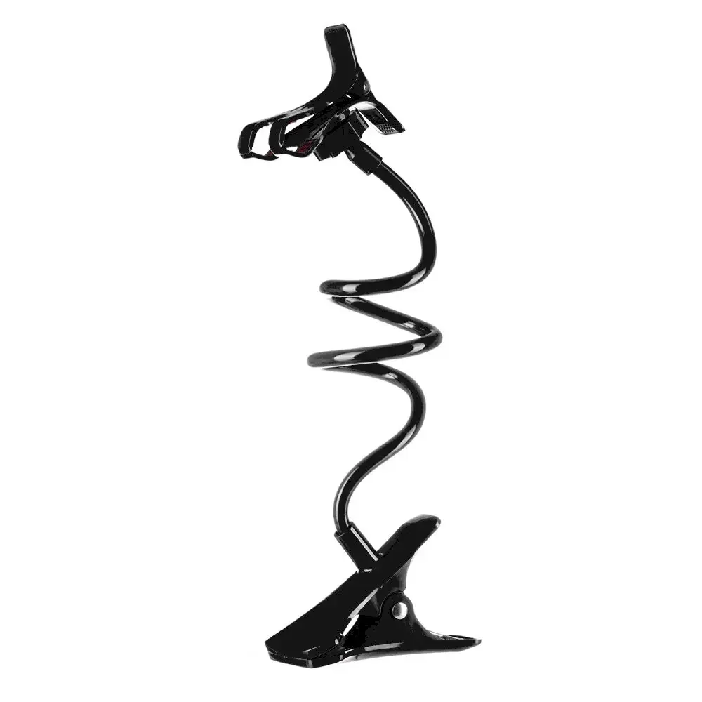 Universal cell phone lazy tube clip holder with flexible long arm black