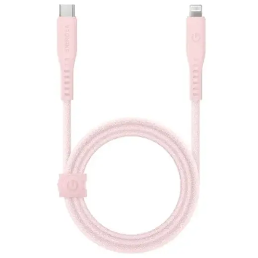 ENERGEA Flow datu pārraides un uzlādes vads | MFI | USB-C uz Lightning | 60W | 1.5m | rozā