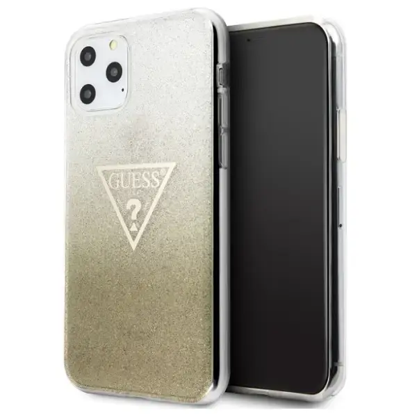 Guess Glitter Triangle maciņš telefonam iPhone 11 Pro Max zelta krāsā