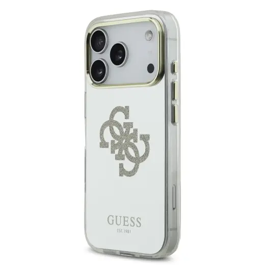 Guess PC|TPU Mirror 4G Glitter Logo phone case with MagSafe support for iPhone 17 Pro gold
