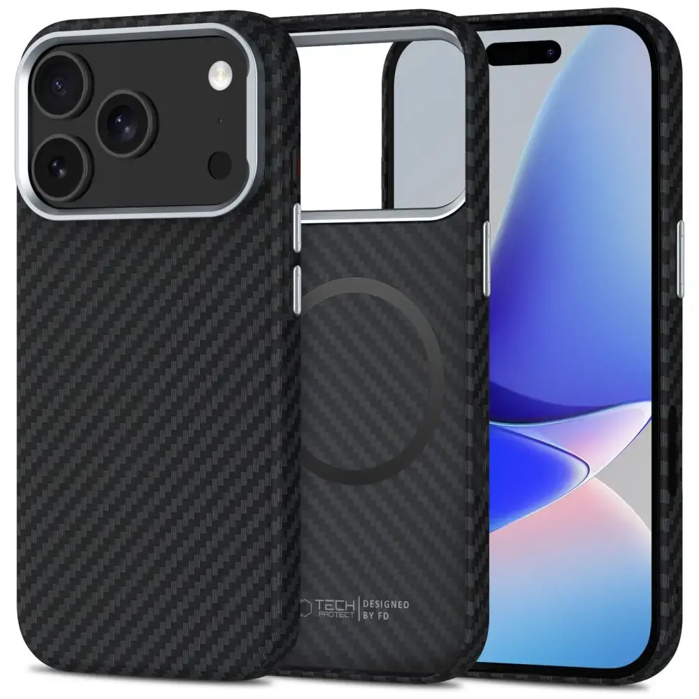 TECH-PROTECT ION CARBON MAGSAFE maciņš ar MagSafe atbalstu telefonam iPhone 17 Pro Max melns