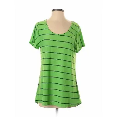 Lularoe Short Sleeve Top Green Stripes Crew Neck Tops - Used - Size Medium
