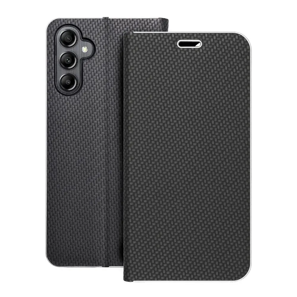 LUNA Book Carbon grāmatveida maciņš telefonam Samsung Galaxy A14 5G (A146) melns