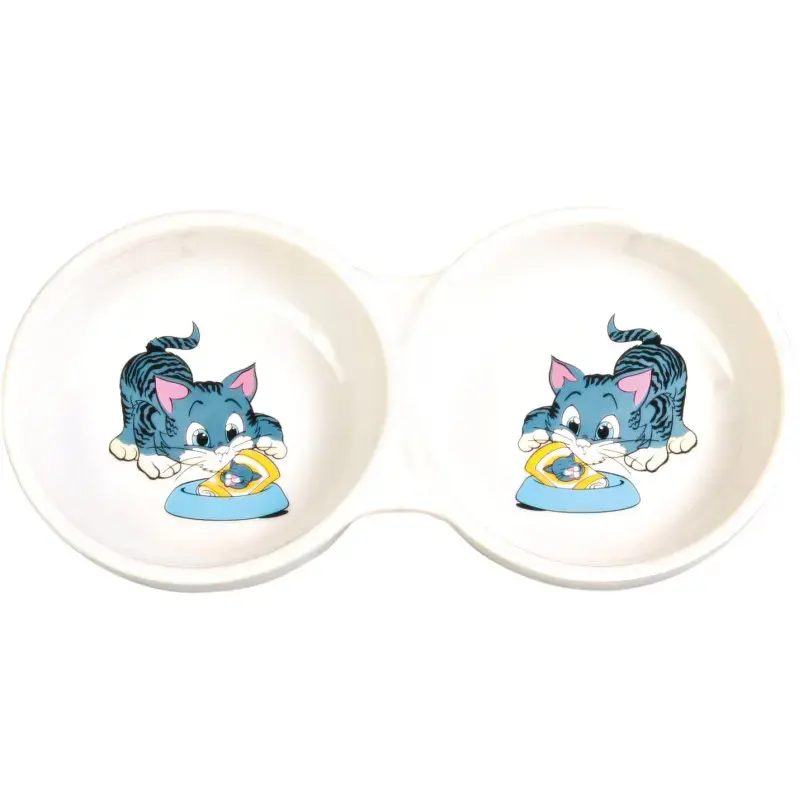Bļoda dzīvniekiem, keramika - Trixie Double Bowl, 2*0.15l/11cm