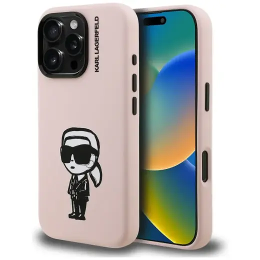 Karl Lagerfeld Silicone Karl Sketch чехол с поддержкой MagSafe для телефона iPhone 16 Pro розовый