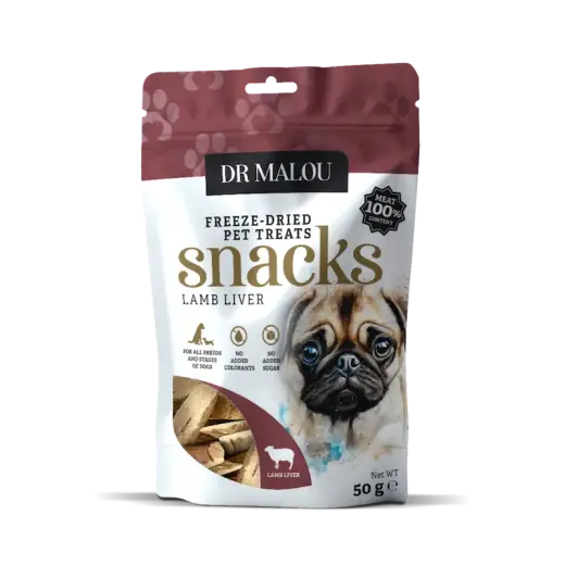 Gardums suņiem - DR Malou, Dog treats 100% freeze-dried lamb liver 50g
