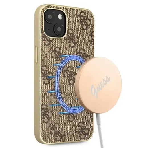 Guess GUHMP13MG4GB iPhone 13 6,1" brązowy|brown hard case 4G Collection Magsafe