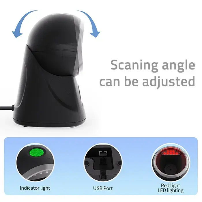 Qoltec Stationary barcode reader and QR code scanner | 1D 2D | USB | Precision