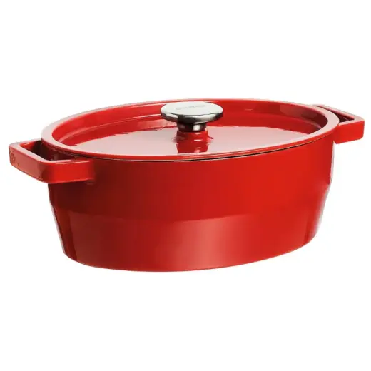 Ketaus puodas 5,8 l, Pyrex, ovalus, 33 x 25 cm, raudonas