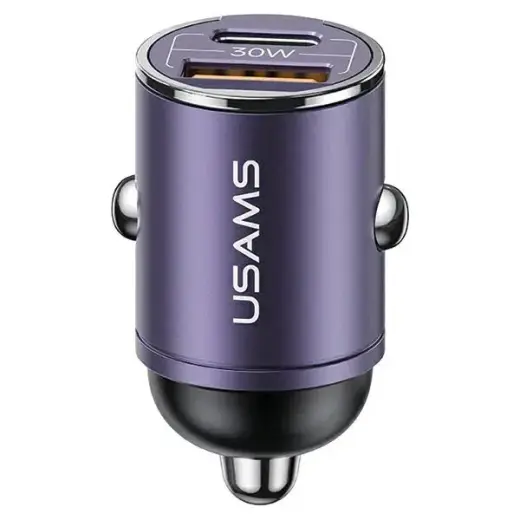 USAMS C38 CC206CC02 automašīnas lādētājs | 30W | PD | USB-A, USB-C | violets
