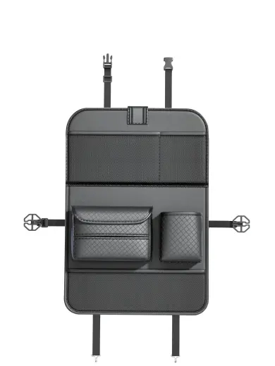 Foldable Car organizer for front seats with compartments D03-B black