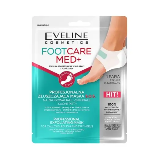 Eveline Cosmetics, Foot Care Med, Exfoliating, Foot Sheet Mask, 2 pcs, 2 pcs