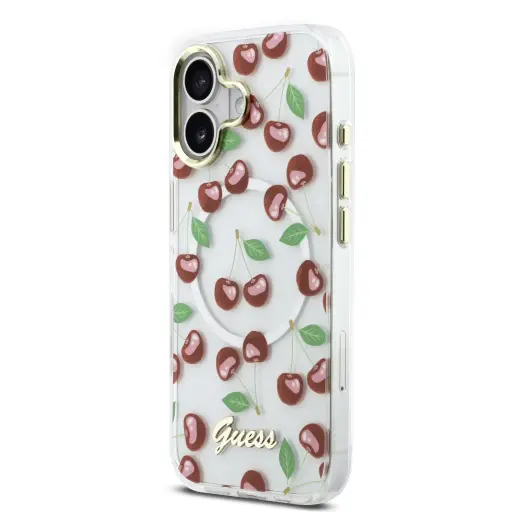 Guess IML Glitter Cherry maciņš ar MagSafe atbalstu telefonam iPhone 17 sarkans