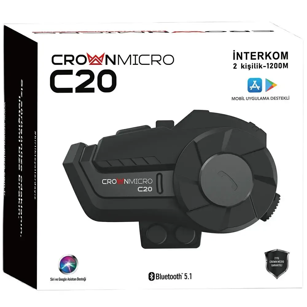 Motorcycle intercom Crown C20 Bluetooth 5.1 black