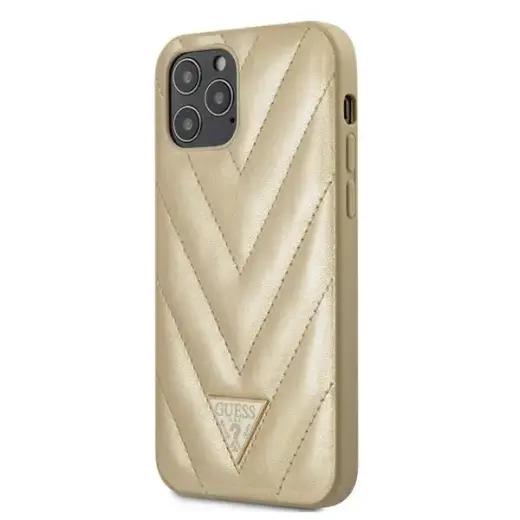 Guess GUHCP12MPUVQTMLBE iPhone 12|12 Pro 6,1" złoty|gold hardcase V-Quilted Collection