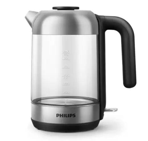 PHILIPS Tējkanna 1.7 l  stikla  melna|sudraba HD9339|80