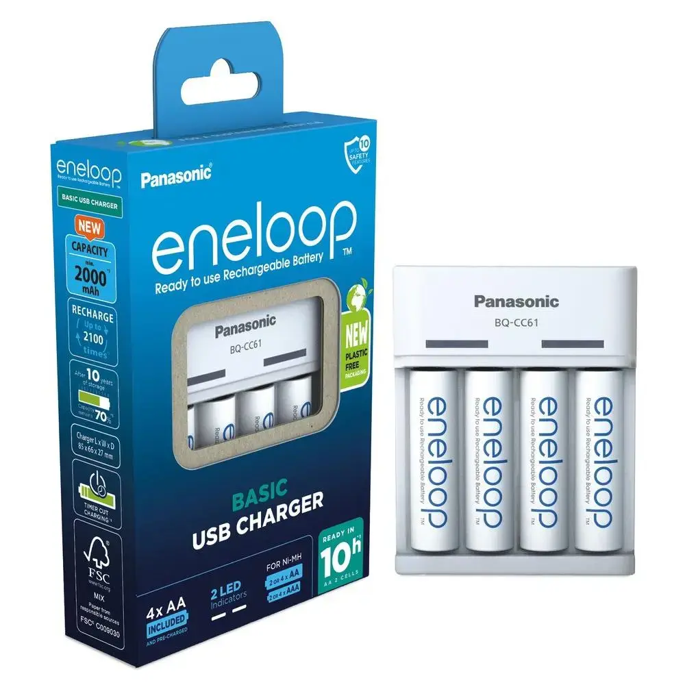Panasonic charger Basic USB + 4x AA Eneloop  2000 mAh