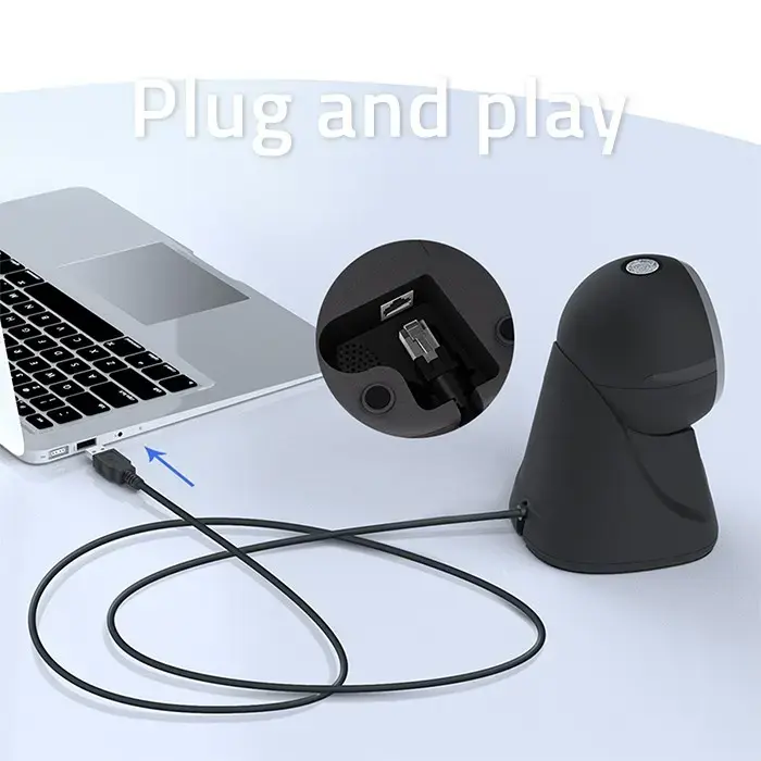 Qoltec Stationary barcode reader and QR code scanner | 1D 2D | USB | Precision