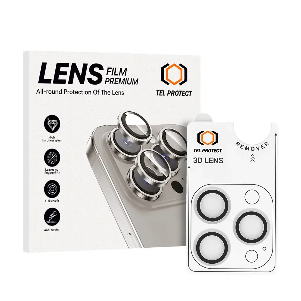 Tempered glass Tel Protect 3D Lens on camera for Iphone 17 Pro/17 Pro Max transparent (lens 3 pieces)