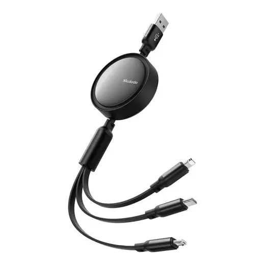 Mcdodo CA-7256 3-in-1 data transfer and charging cable | USB-A to USB-C, Lightning, Micro USB | 18W | 1.2m | black
