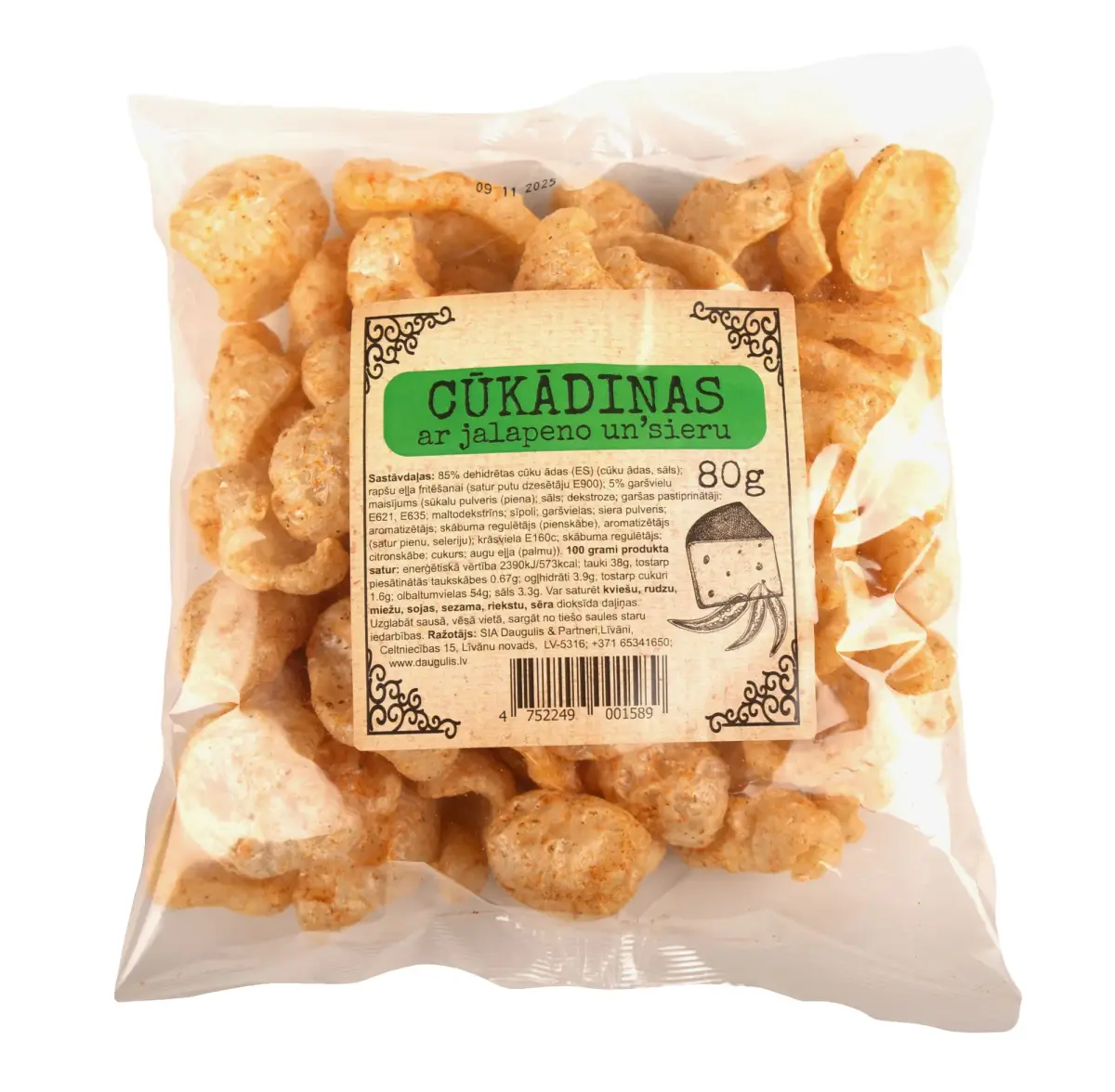Cūkādiņas OU YES! ar jalapeno un siera garšu, 80g