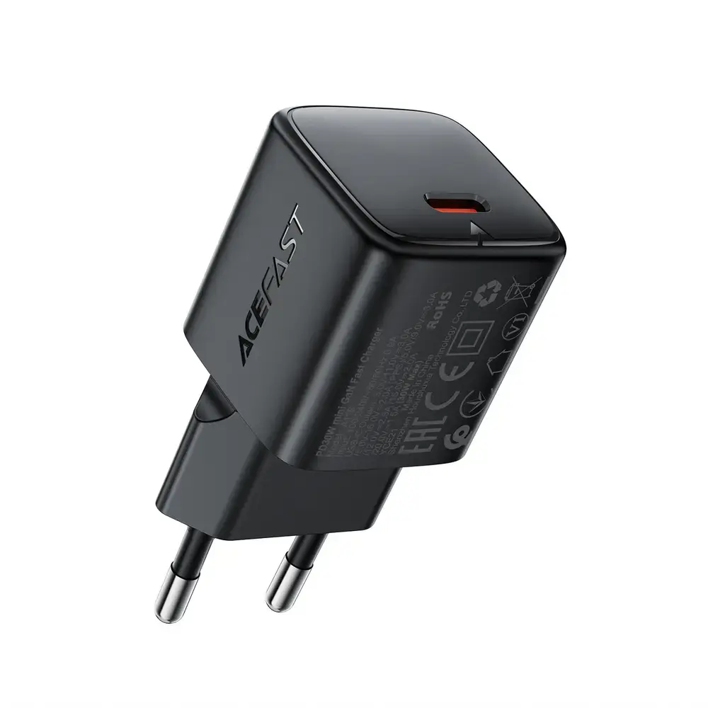 Зарядное устройство Acefast A118 | 30W | PD, QC, GaN, PPS | USB-C | чёрное