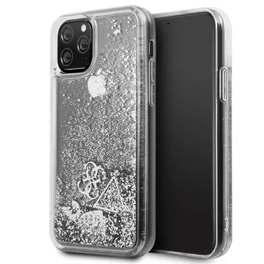Guess GUHCN58GLHFLSI iPhone 11 Pro srebrny|silver hard case Glitter Hearts