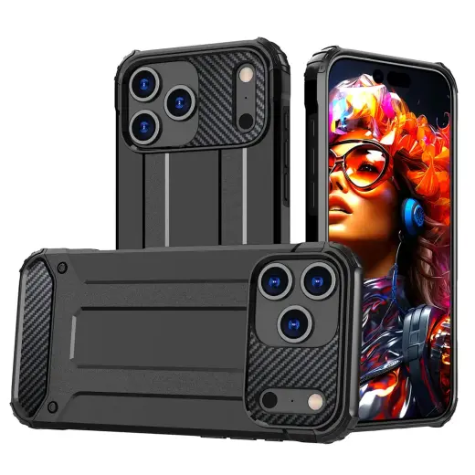Hybrid Armor telefono dėklas iPhone 17 Pro Max juodas