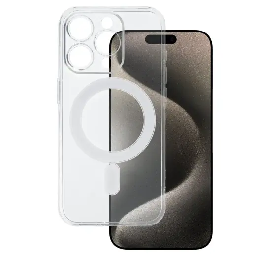 TEL PROTECT MagSilicone чехол с поддержкой MagSafe для телефона iPhone 15 Pro прозрачный
