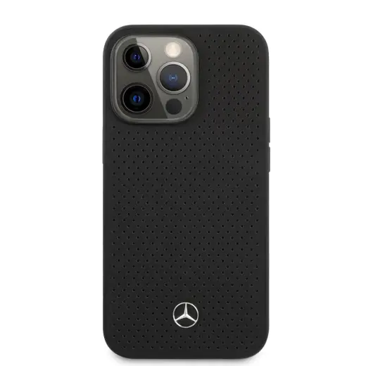 MEHCP13LDELBK Mercedes Genuine Leather Hard Case for iPhone 13 Pro Black