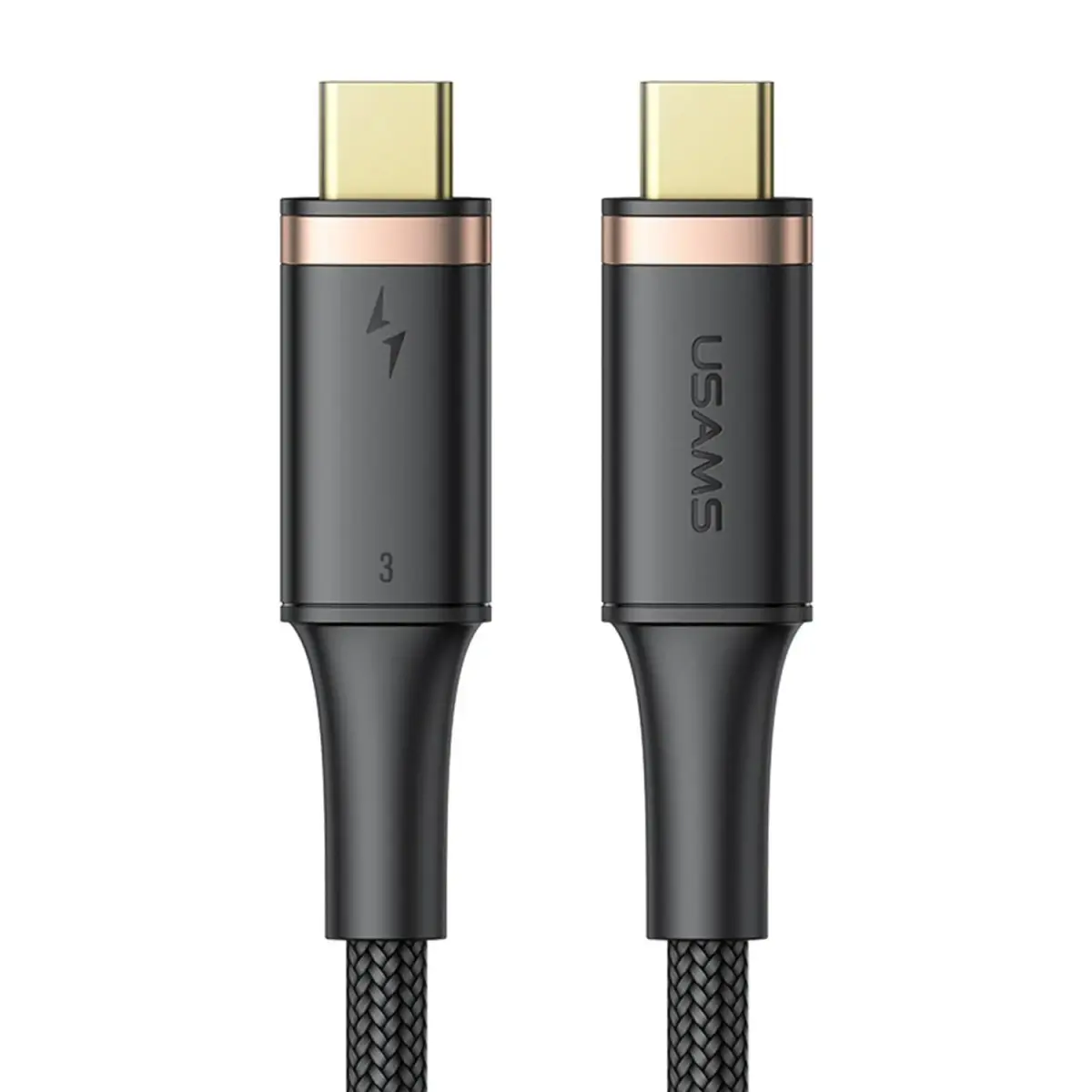 USAMS Kabel U72 USB-C na USB-C 100W PD Thunderbolt 3 5A 0.8m czarny|black SJ553USB01 (US-SJ553)