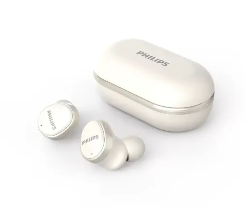 PHILIPS in-ear true bezvadu austiņas ar portatīvo uzlādes ietvaru, baltas