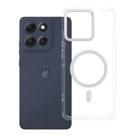 Case FRAME CLEAR HYBRID MAG COVER compatible with MagSafe for MOTOROLA G86 transparent