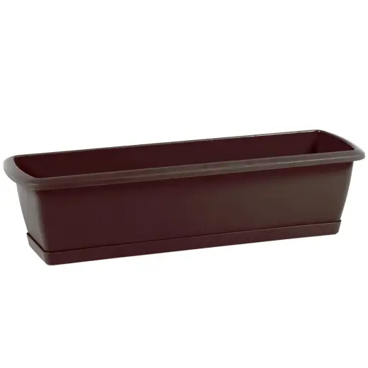 Balcony box 60cm with saucer, brown
