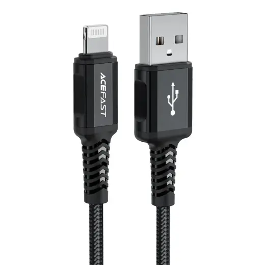 Acefast C4-02 datu pārraides un uzlādes vads | MFI | USB-A uz Lightning | 12W | 1.2m | melns