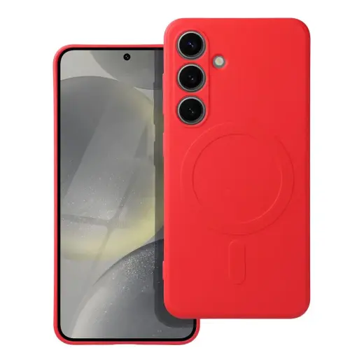 Silicone Mag Cover phone case with MagSafe support for Samsung Galaxy S24 (S921) red