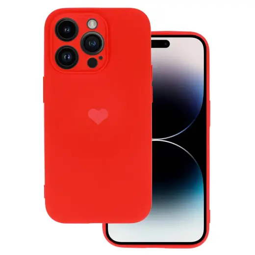 Vennus Silicone Heart telefono dėklas iPhone 13 Pro raudonas (dizainas 1)