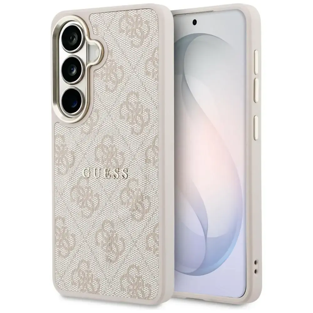 Guess 4G Embossed Ring maciņš un ar statīvu telefonam Samsung Galaxy S26+ (S947) rozā