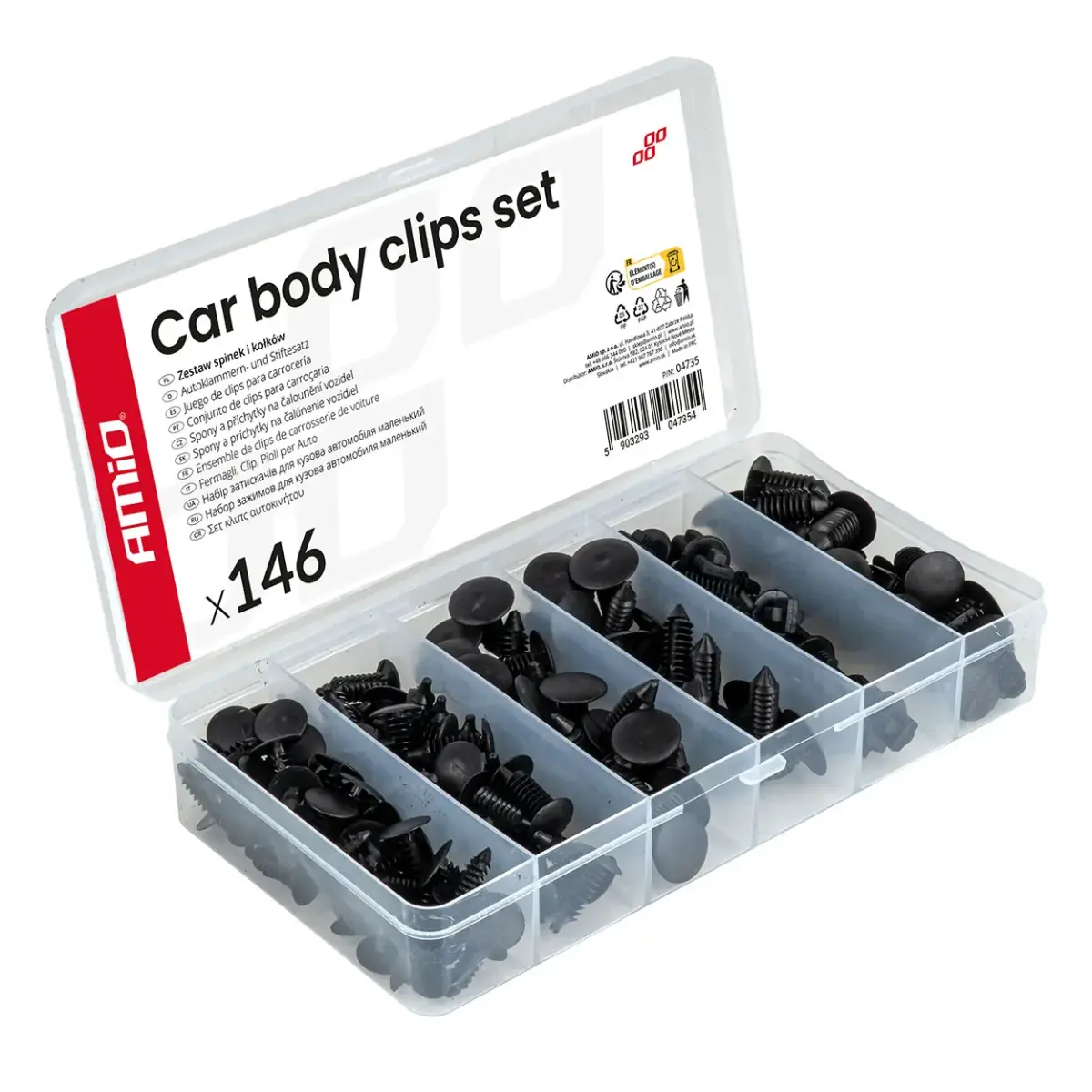 Car body clips set 146 pcs. AMIO-04735