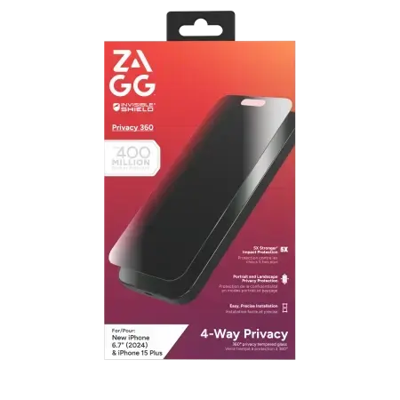 ZAGG InvisibleShield Glass Elite Privacy 360 karastatud klaas iPhone 15 Plus | 16 Plus telefonile