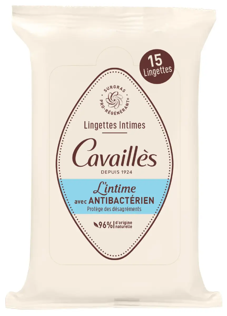 Set, Roge Cavailles, Antibacterial Intimate, Intimate Wipes, 15 pcs