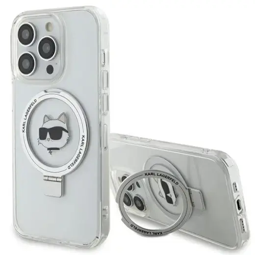 Karl Lagerfeld KLHMP15LHMRSCHH iPhone 15 Pro 6.1" white|white hardcase Ring Stand Choupette Head MagSafe