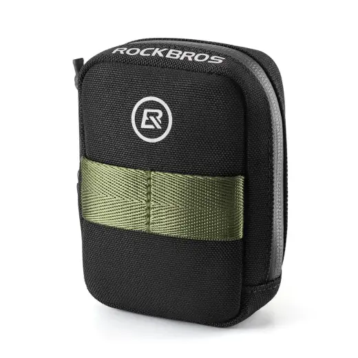 Rockbros Mini Saddle Bag with CO2 Cartridge Holder - Black|Green