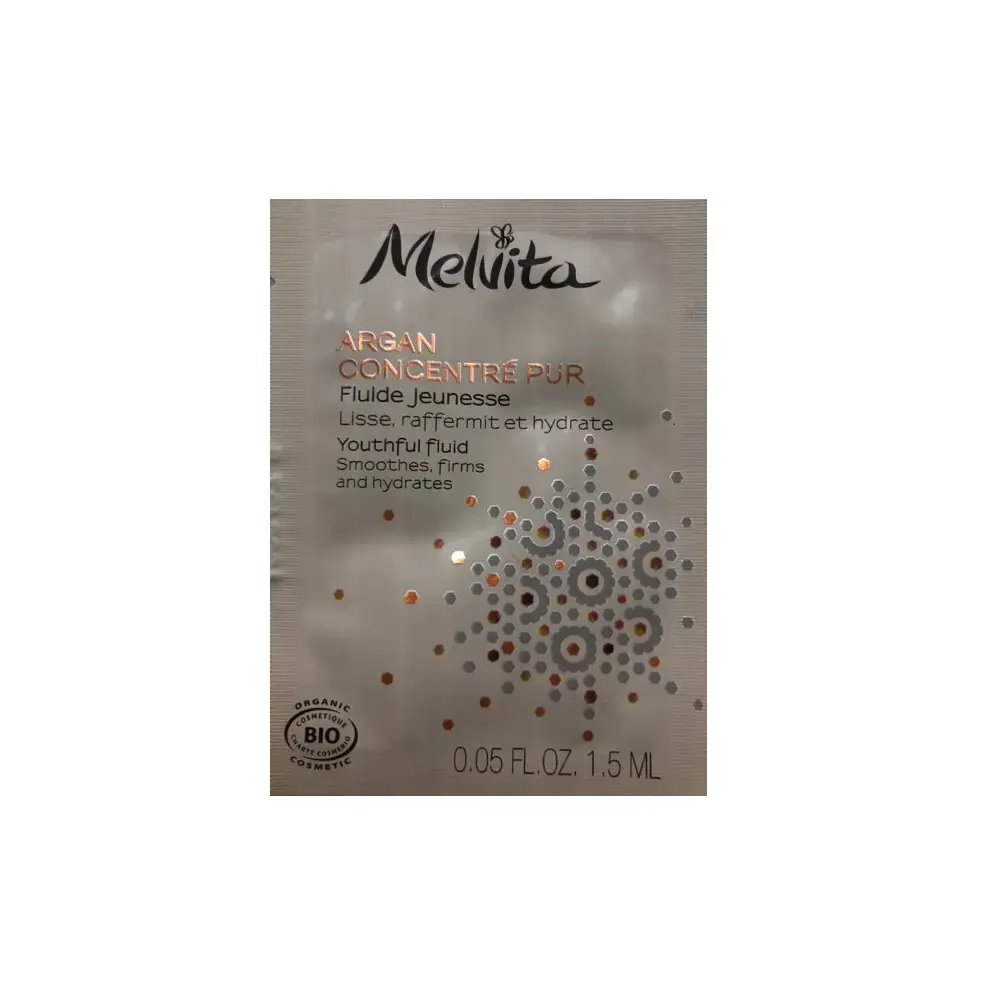 Melvita, Argan Concentre Pur, Argan Oil & Argan Pulp Extract, Smoothes/Firms & Hydrates, Day, Fluid, For Face, 1.5 ml *Sample