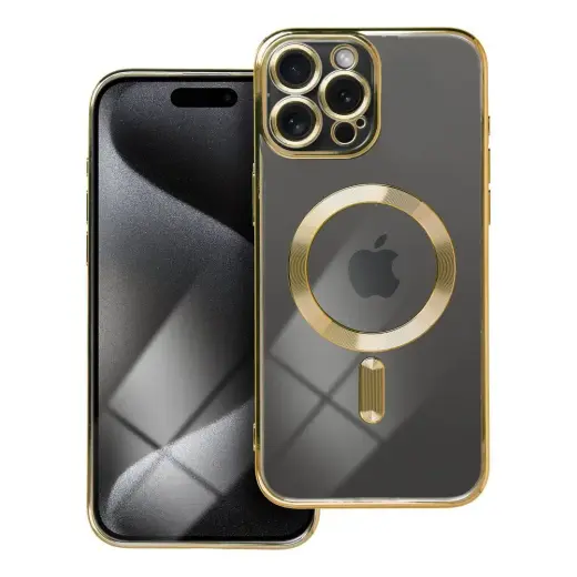 Electro Mag telefono dėklas su MagSafe palaikymu iPhone 15 Pro Max auksinis
