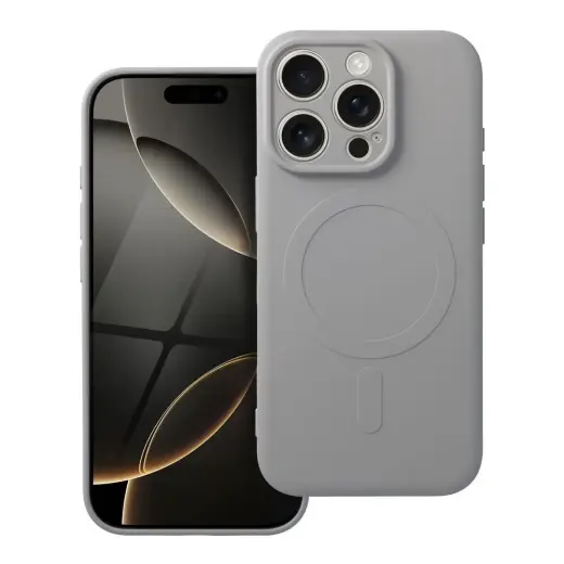 Silicone Mag Cover phone case with MagSafe support for iPhone 16 Pro gray
