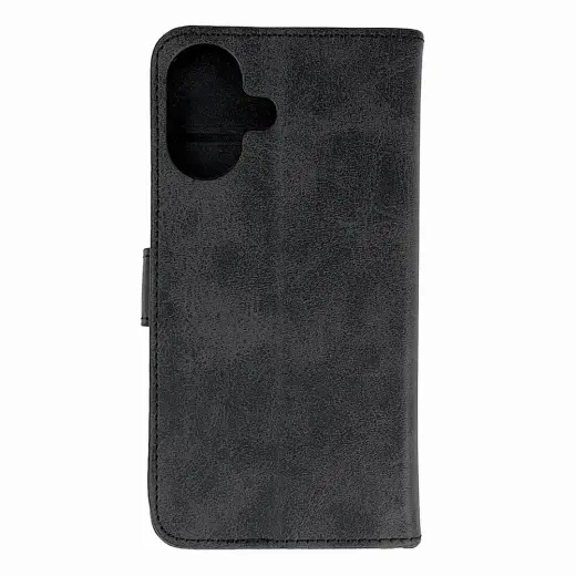 Leather grāmatveida maciņš telefonam iPhone 16 melns