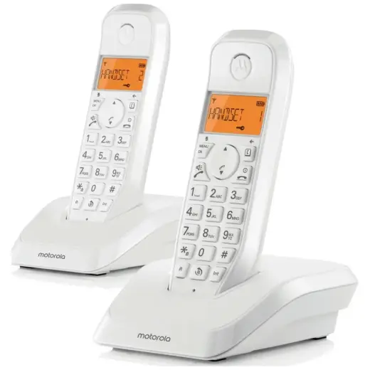 Set of Motorola S1202 cordless landline phones 2 pcs. white