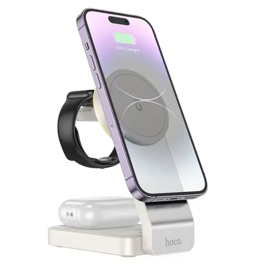 Wireles charger Hoco 3in1 15W compatible with MagSafe CQ3 white